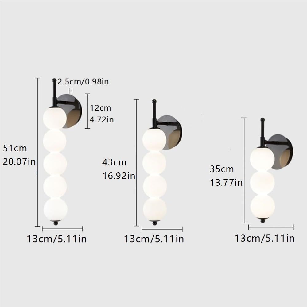 Nordic Beaded Wall Sconce, Modern Simple Long Wall Lamp Copper LED Wall Light for Bedroom Living Room Dining Room Kitchen(Gold,3 Light)