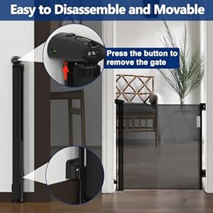 137 Inch Extra Wide Retractable Baby Gates 35″ Tall Extra Long Dog Gate Large Pet Gate Wide Opening Indoor Mesh Child Safety Gates for Dogs, Stairs, Doorways, Hallways, Outdoor (Black)