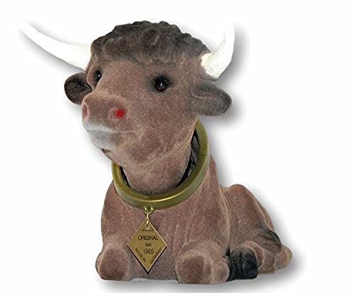 RAKSO Wackel Figur Stier groß Wackelfigur H 17 cm liegend Dekofigur mit Wackelkopf