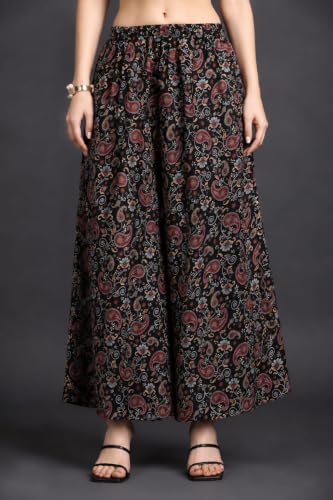 Image of Women Printed Palazzo Pants Combo Pack of 2, Comfortable Elastic Waist Lounge Pants for Women | Relaxed Fit, Loose Fitting Wide Leg Palazzo Pants, Casual Bottom (Available in S to 3XL Size)