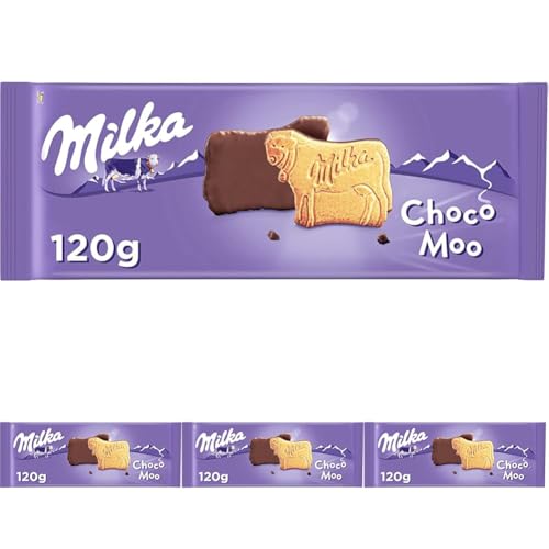 Milka Choco Moo Galletas en Forma de Vaca Recubiertas con Chocolate con Leche de los Alpes 120g (Paquete de 4)