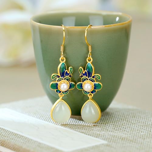 Boucles d'oreilles en jade de Hetian anti-allergie et légères - 2