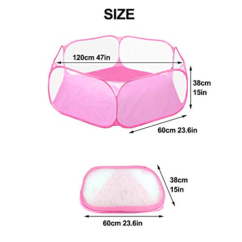 Small Animals C&C Cage Tent, Breathable & Transparent Pet Playpen Pop Open Outdoor/Indoor Exercise Fence, Portable Yard Fence For Guinea Pig, Rabbits, Hamster, Chinchillas And Hedgehogs (Pink) #TOP3