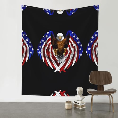 MROWYC Wandteppich, Motiv: USA-Flagge, patriotischer Adler, gemustert, Wandbehang, kann als Tischdecke oder Picknickdecke verwendet werden