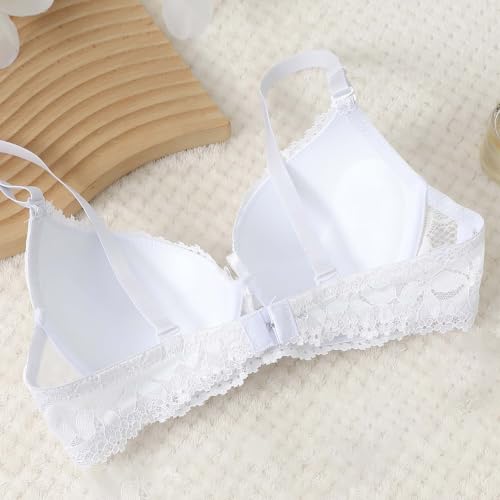 Women Sexy Lace Underwire Bras Jacquard Push Up Comfort Soft Bralettes | Adjustable Strap Supportive Bras Daily Wear,Comfortable and Breathable,Anti-Sagging White - image 7