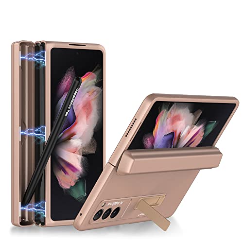 Coque Samsung Z Fold2 avec support pour regarder des vidéos au bureau étui rigide doré chic