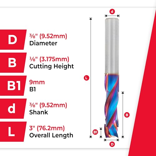 Image of Amana Tool Spektra Extreme Tool Life Solid Carbide CNC Compression Spiral Router Bit, 46010-K, 3 /8 D x 1-1 /8 CH x 3 /8 Shank x 3 Inch Long 3 Flute