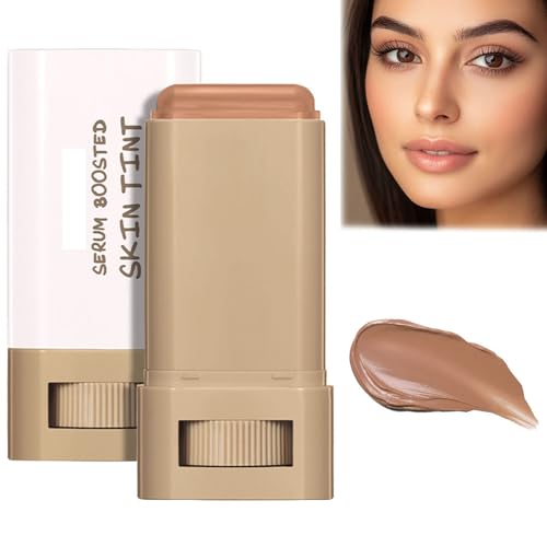 Lushaco Skin Tint, Getinte serumfoundation, Serum Boosted Skin Tint Balm, Getinte vaste vochtinbrengende stick voor wangen, natuurlijke finish make-up, lichtgewicht, verheldert en hydrateert (#06)