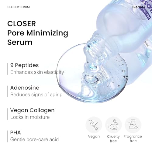 FRANKLY Closer Serum | Pore Minimizer Serum | 9 Peptides, Vegan Collagen, Adenosine, PHA | Korean Pore Minimizer for Glass Skin, Anti-Aging, Hydration, Elasticity | 1.01 fl oz - Image 5