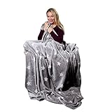 Pink Papaya Snug Me Supersoft Stars, Kuscheldecke mit Sternenmuster, Maße: 150 x 200 cm, Farbe: grau/Perlmutt