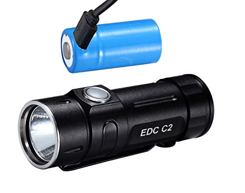 FOLOMOV EDC C2,(High CRI>98) 400 Lumens EDC Flashlight with USB Rechargeable Battery and Magnetic Tail Cap， 3/5 AA Size