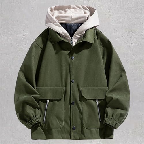 Men Hoodies Fall Casual Button Down Long Sleeve Hooded Jacket Plus Size Color Block Combat Work Tactical Sweatshirt2