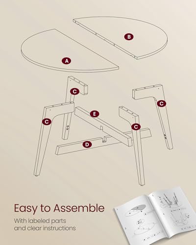 VASAGLE MAEZO Collection - Round Coffee Table, 31.5-Inch Center Table, Tapered Legs, Curved Transitions, Easy to Assemble, for Living Room, Honey Brown ULCT251KB01S - Image 5