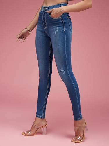 Image of Miss Chase Women's Skinny Fit High Rise Regular Length Denim Stretchable Jeans