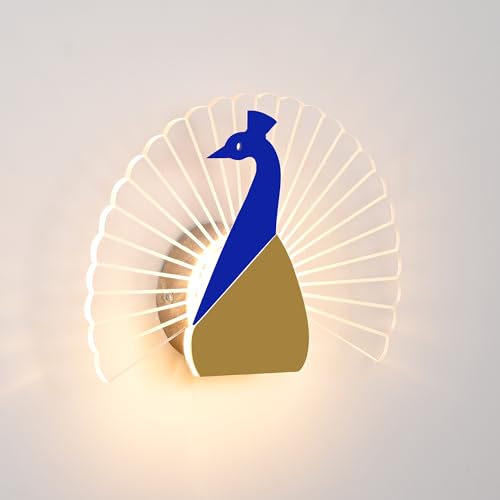 Image of Groeien 15watt LED Sconce Peacock Shape Modern Transparent Indoor Home Acrylic Wall Lamp for Bedroom, Livingroom, Indoor- Warm White (Peacock-15watt, 1)