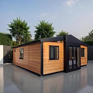 Portable Prefabricated Tiny Home 19x20FT – Modern Mobile Expandable Prefab House with Full Bathroom & Kitchen, 1-3 Bedroom Foldable Container Home for Adults, Living Cabin for Sale