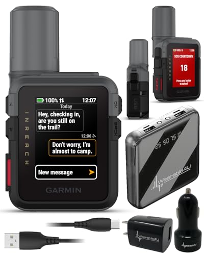 Image of Garmin inReach Mini 3 Rugged Compact Global Satellite Communicator, Color Touchscreen, Two-Way Texting, Emergency SOS Messaging & Long Battery Life Up to 350 Hours w / Wearable4U Power Car /Wall Bundle