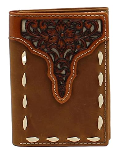 ARIAT Men's Floral Tooled Overlay Trifold Wallet No Color One Size