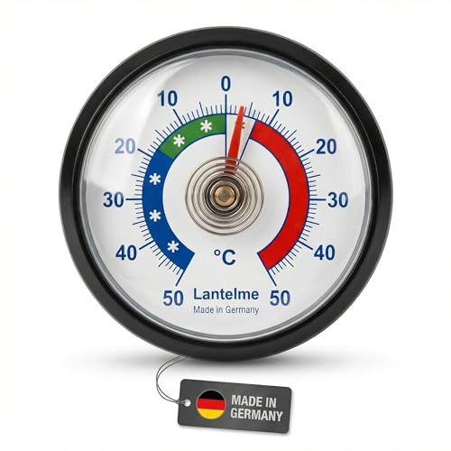 Lantelme Kühlschrankthermometer Selbstklebend Temperatur + - 50°C Analog | Thermometer Schwarz für Gefrierschrank Eisfach Kühltheke Kühlzelle...