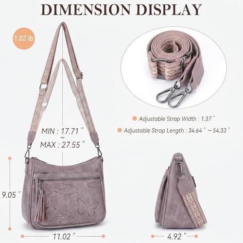 Image of BELTANA Crossbody Bags for Women Trendy Vegan Leather Hobo Purses Medium Butterfly Cross Body Purse with Wide Strap | Adjustable Strap