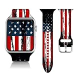 Compatibile con Apple Watch con bandiera americana 38/40/41/42/44/45 mm, per donne e uomini, in morbido silicone, decorazione regalo, cinturino di ricambio per iWatch serie 9, 8, 7, 6, 5, 4, 3, 2, 1,