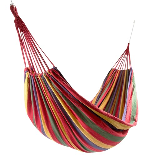 ZOLLNER Hängematte 210x150 cm - für eine Person - aus Mischgewebe - mit praktischer Tragetasche - schönes Streifendesign - hohe Belastbarkeit - in rot