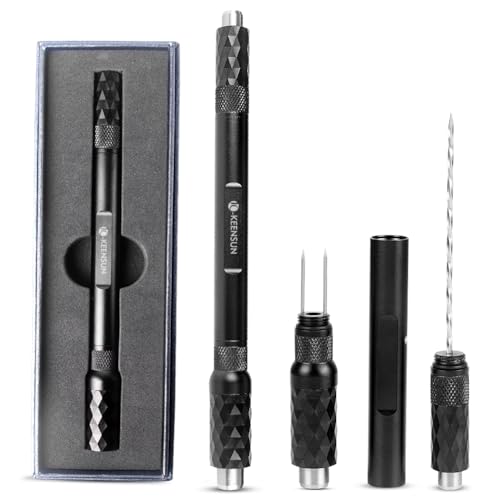KEENSUN 4-in-1 Cigar Punch Tool Set with 2 Size Cigar Punch(7mm/9mm), Cigar Draw Enhancer Cutter and Twin Nubber (Black)
