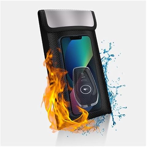 Upgraded 2 Pockets Faraday Bags(1 PACK), RFID Signal Blocking Faraday Pouch for Phones Car Key, Fireproof Waterproof Phone Charging Explosion-Proof, Aluminum Foil Reflective Strip Anti-Theft(10"×4.7") Cover