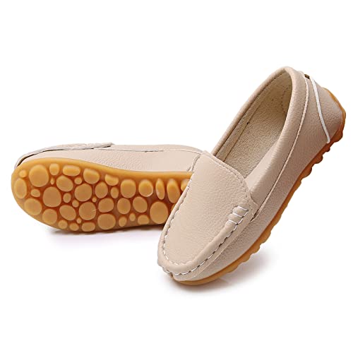 Rvrovic Kids Girls Boys Slip-On Loafers Oxford Pu Leather Flats Shoes(Toddler/Little Kid)(7 M Toddler,Light Khaki) #TOP25