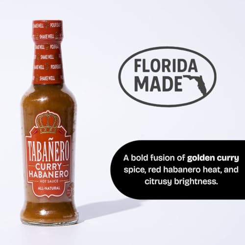 Image of Tabanero Curry Habanero Hot Sauce, 5 oz Small Glass Bottle