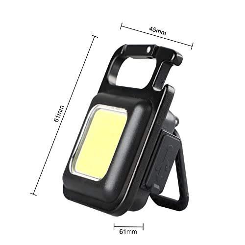 Sallbris Cob Mini Flashlights 500 Lumens,Keychain Small Flashlight Rechargeable 4 Light Modes With Folding Bracket Bottle Opener And Magnet For Fishing Walking Camping #TOP28