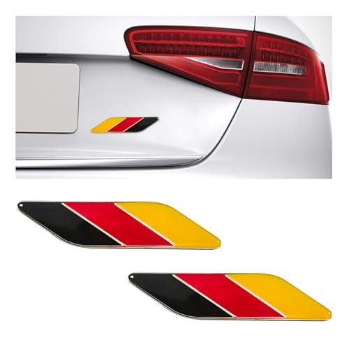 Dickno 2 PCS 3D Tricolor Flag Emblem, Aluminum Car Front Fender Badge Sign Emblem, Auto Stickers and Declaration Decals, Universal Exterior Decor Accessories for All Vehicles (Germany)