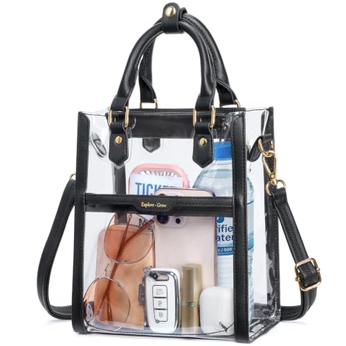 Image of PACKISM Clear Purse for Stadium Events - Clear Crossbody Bag for Women | Adjustable Wide Strap, 2 Easy-Access Pockets, Thick 0.5mm PVC, for Sport Game Day Concert Festival, Clear Bag Stadium Events
