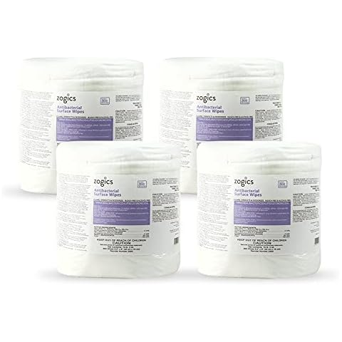 Zogics Antibacterial Wipes – Disinfecting Wipes for Sanitizing and Cleaning Surfaces and Equipment, EPA Registered Antibacterial Cleaning Wipes (3,200 Count – 4 Rolls of 800 Wipes) Cover