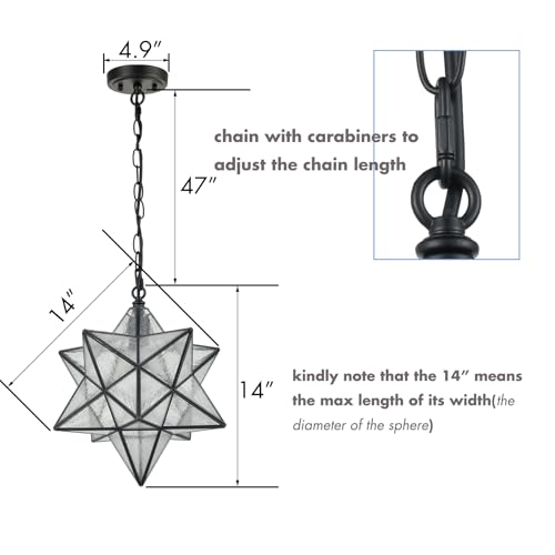 Image of CLAXY 14 inch Moravian Star Pendant Light Seeded Glass Star Lights
