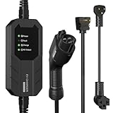 Zencar Level 1-2 EV Charger(100-240V,16A,25ft+3ft) Portable EVSE Home Electric Vehicle Charging Station Compatible with Chevy Volt, Nissan Leaf, Fiat, Ford Fusion (NEMA6-20 with Adapter for NEMA5-15)