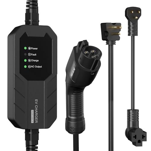 MEGEAR Skysword Ⅱ Level 1-2 EV Charger, 100-240V 16A 23FT Portable EVSE, NEMA 6-20 Plug with NEMA 5-15 Adapter Electric Vehicle Charging Station