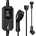 Zencar Level 1-2 EV Charger(100-240V,16A,25ft+3ft) Portable EVSE Home Electric Vehicle Charging Station Compatible with Chevy Volt, Nissan Leaf, Fiat, Ford Fusion (NEMA6-20 with Adapter for NEMA5-15)