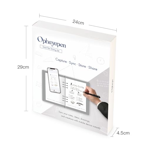 Ophayapen Smart Sync Pen for Note Taking with Notebook and Writing Board,Real-time Sync for Digitizing,Convert to Text,Storing,Sharing Paper Notes via APP on Smartphone/IPAD (Android and iOS)