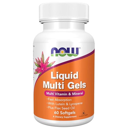 NOW Foods Supplements, Liquid Multi Gels with Lutein and Lycopene, plus Flax Seed Oil, 60 Softgels