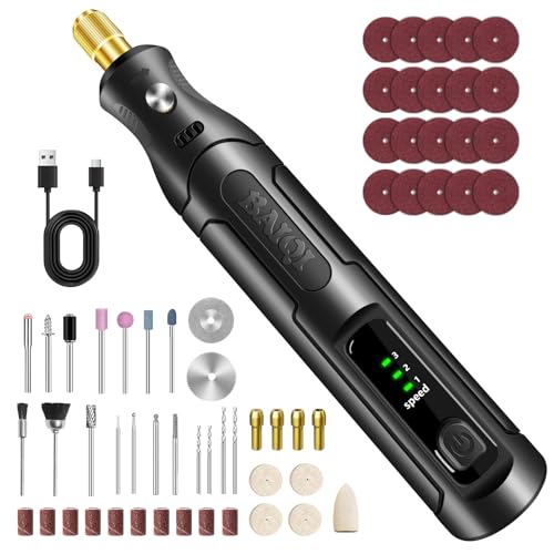 BAIQI Mini Electric Totary Cordless Tool Kit 4.0V USB Type-C Rechargeable, 60 Accessories, 3 Speed Control (5000-16000RPM), Compact & Portable for DIY Crafting, Polishing, Engraving