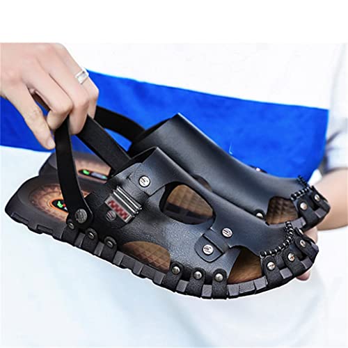 Men Sandals Breathable Leather Men Beach Flip Flop Men Casual Shoes Comfortable Slip-on Men's Shoes(41)4