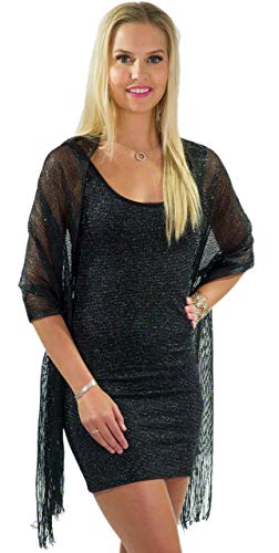 ShineGlitz Black Formal Dressy Shawls and Wraps for Evening Dresses, Womens, for Evening Wear - Thumbnail 2
