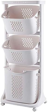 Manskskim Bathroom Laundry Basket 3 layer Clothes Storage Basket Household Kitchen Shelf Fruit Stand Bathroom Simple Storage Shelf With Wheels