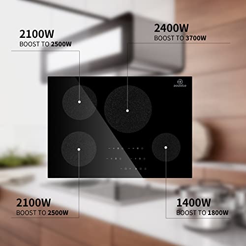 Doumigo Induction Cooktop, 30 Inch Electric Cooktop Built-In 4 Power Boost Cooktops Burners, 7400W 240V Fast Heat Electric Stove With Smooth Vitroceramic Glass Touch Screen, Kid Safety Lock #TOP1