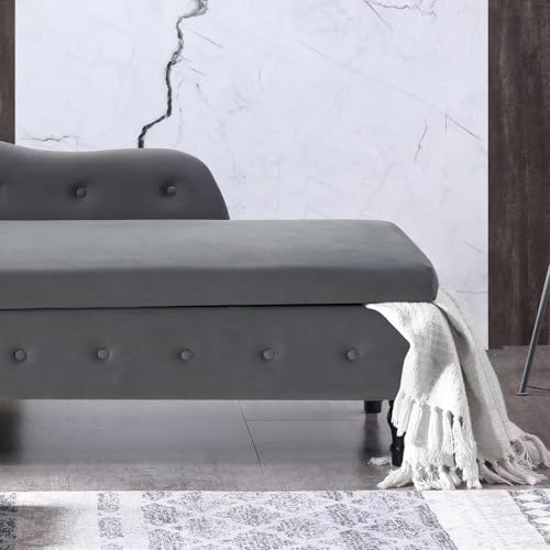 Sillón con chaise lounge terciopelo gris miniatura 5