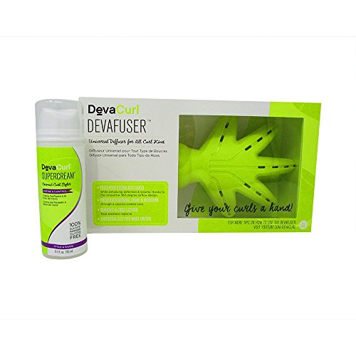 Bundle-2 Items : Deva Curl Supercream Coconut Curl Styler Cream, 5.1 Oz & DevaCurl Devafuser