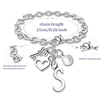Initial A-Z Bracelets Gift for Women Girls Stainless Steel Chain Bracelet 26 Alphabet Jewelry Gifts for Birthday Anniversary Letter Bracelet Monogram Gifts for Sister Friend Girlfriends Mom 8.26 Inch - Image 2