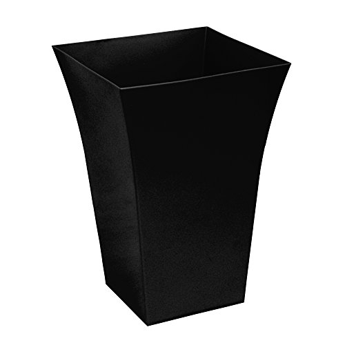 CrazyGadget Large Milano Tall Planter Square Plastic Garden Flower Plant Pot Gloss Finish (1, Black)