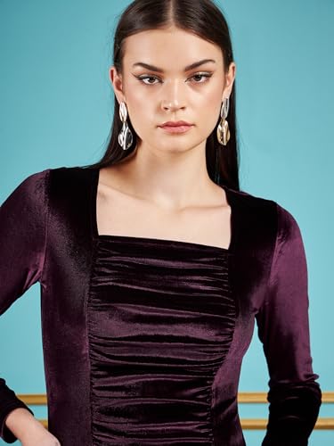 Image of Velvet Ruched Bodycon Dress